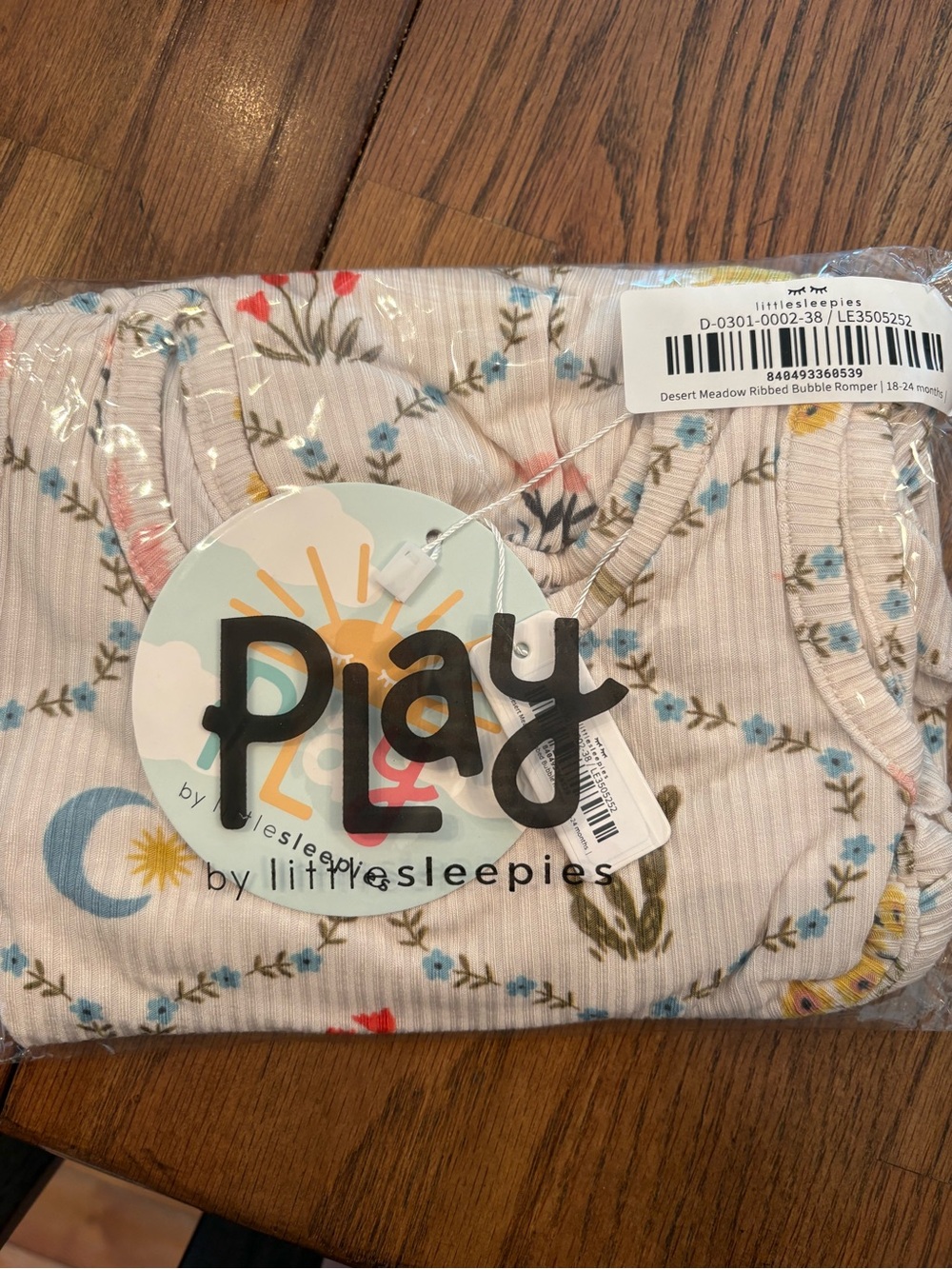 Little Sleepies Desert Meadow Cream Floral Ribbed Bubble Romper